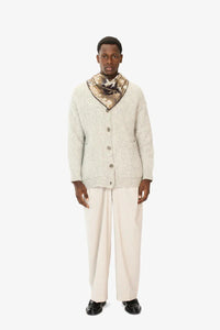 Inoui Editions Fontainebleau wool carre square scarf in beige.