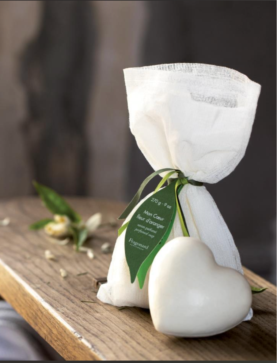 Fragonard fleur d'oranger fine milled heart shaped gift soap.