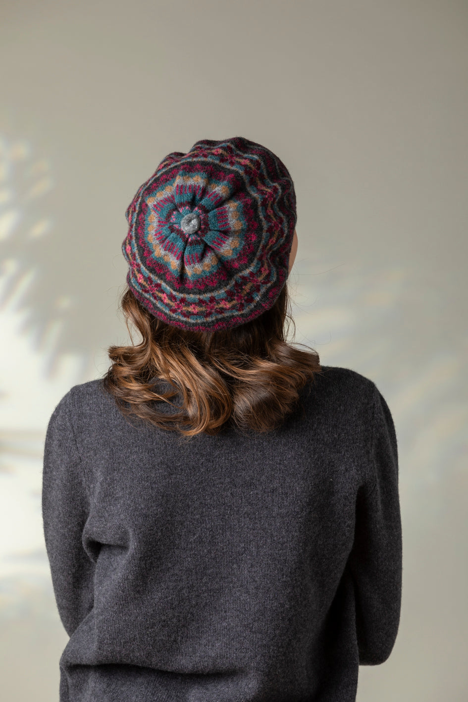 Eribe Alloa fairisle beret in Velvet.