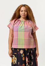 Load image into Gallery viewer, Nancybird Micci top in sunrise check, kala cotton fair trade made.