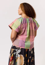 Load image into Gallery viewer, Nancybird Micci top in sunrise check, kala cotton fair trade made.