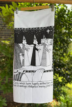 Load image into Gallery viewer, Cecily cotton tea towel man with pinot.