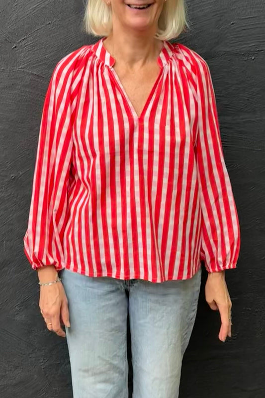 Deepa blockprint blouse - raspberry sorbet