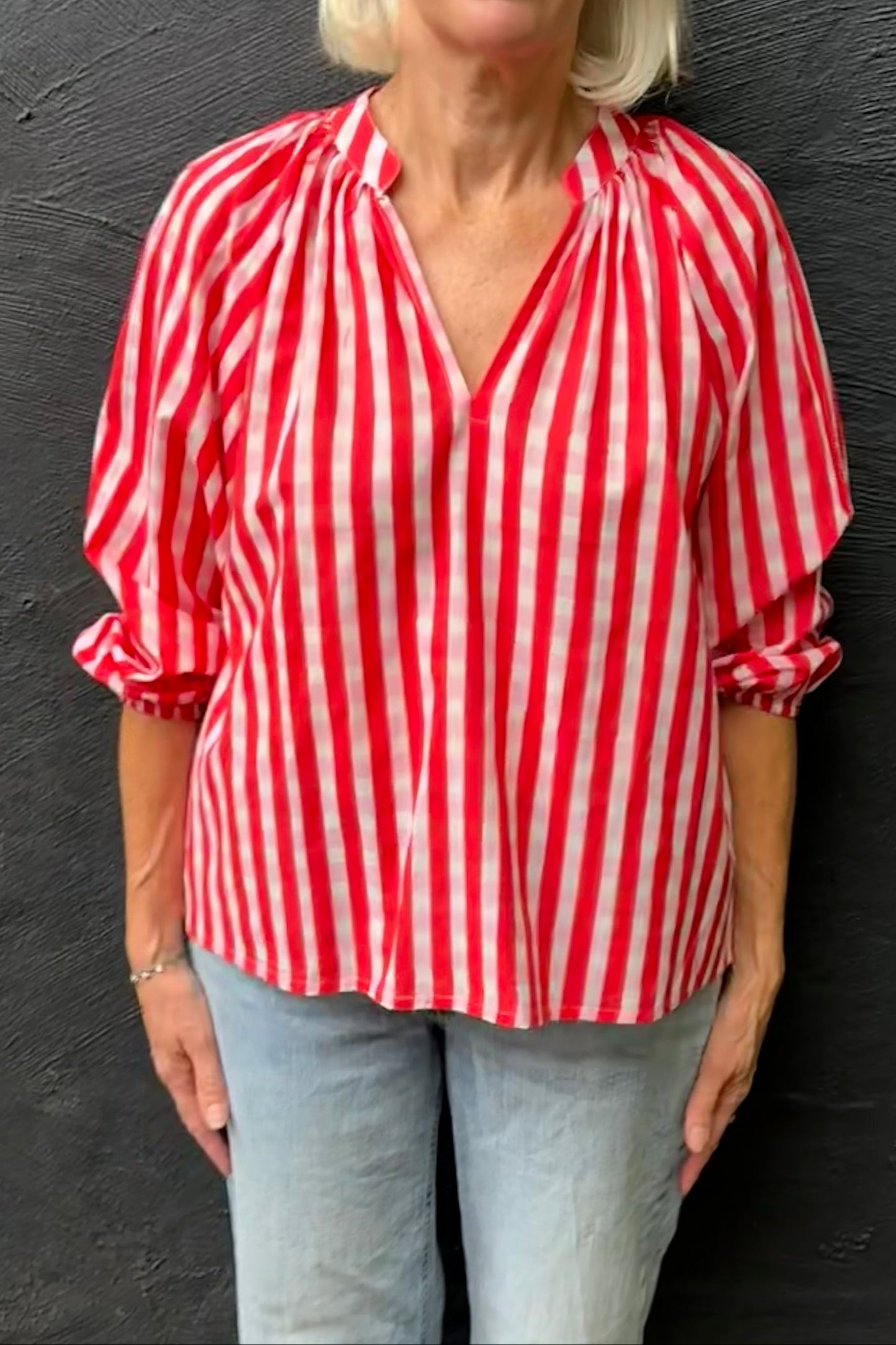 Deepa blockprint blouse - raspberry sorbet