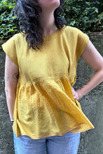 Load image into Gallery viewer, Dve one size cotton silk Rima top sleeveless with pintucked bodice in amber yellow.