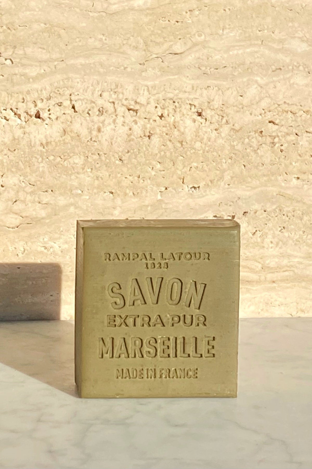 Rampal Latour extra pure Marseilles olive oil soap.