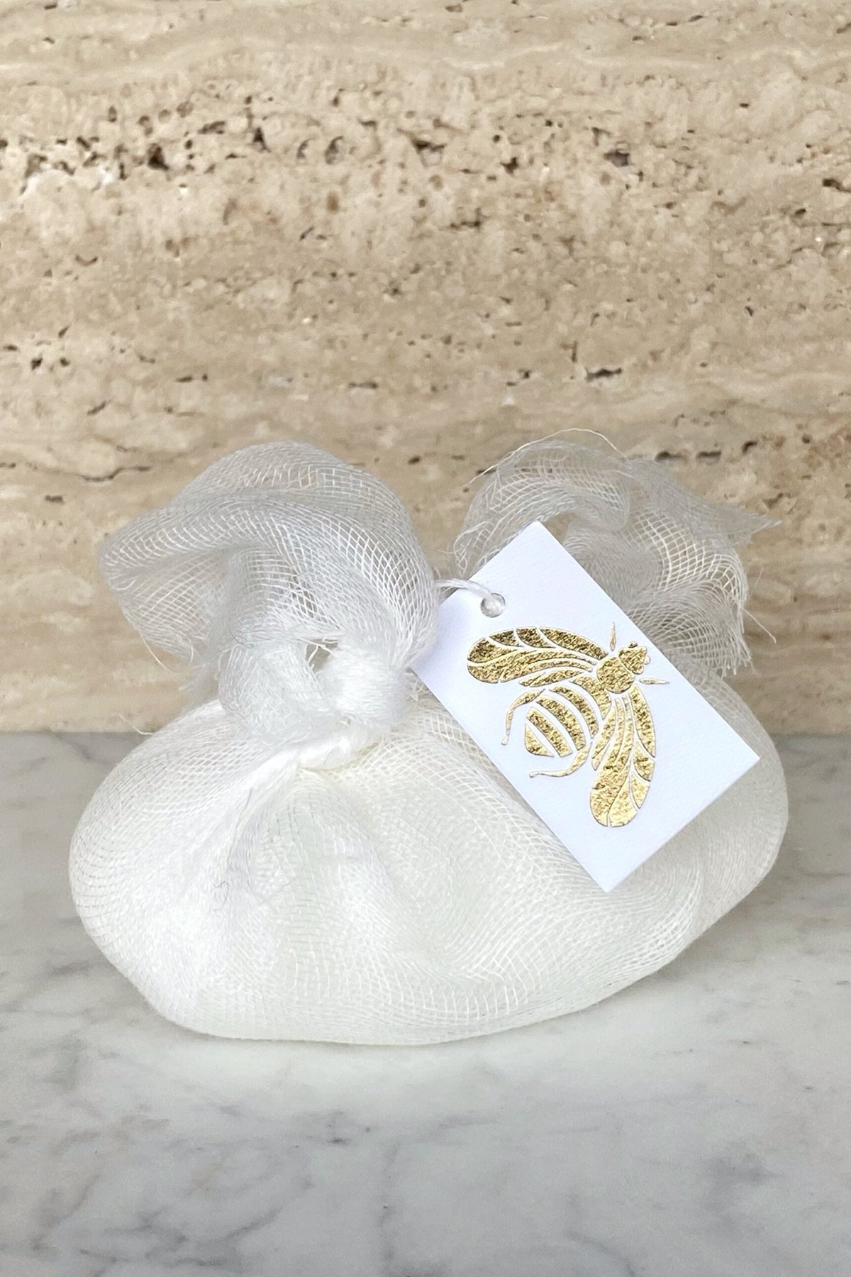 Scent of Provence bee soap Fleur de coton, white soap gauze wrapped.