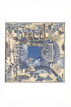 Load image into Gallery viewer, Inoui Editions silk modal carre Quatre Saisons in blue.