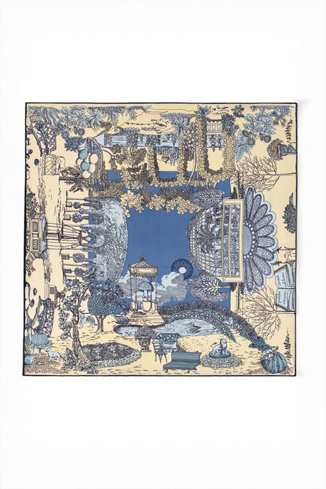 Inoui Editions silk modal carre Quatre Saisons in blue.