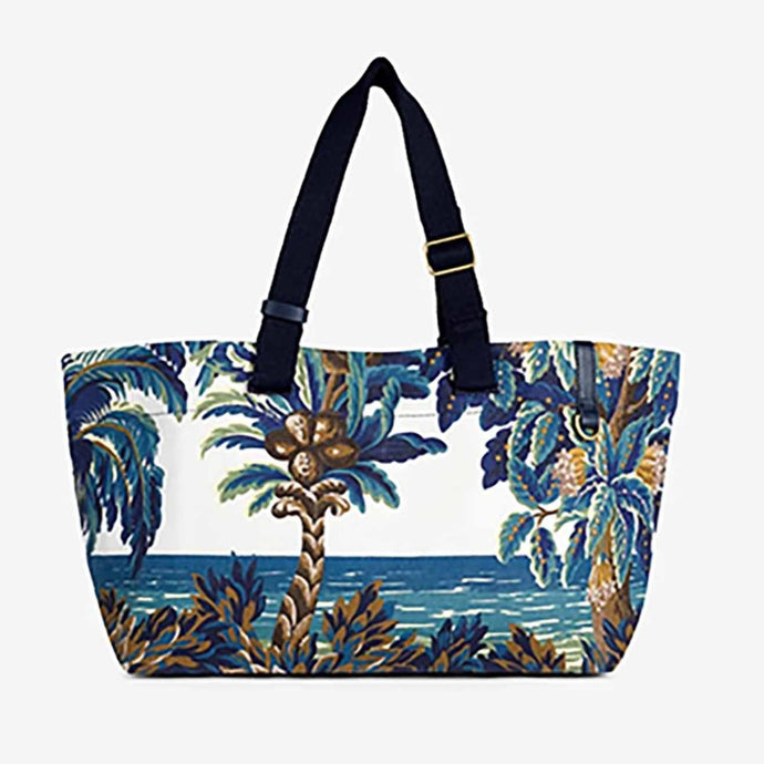 Inoui Editions cotton canvas small carrier bag, Chatou design tropical island.