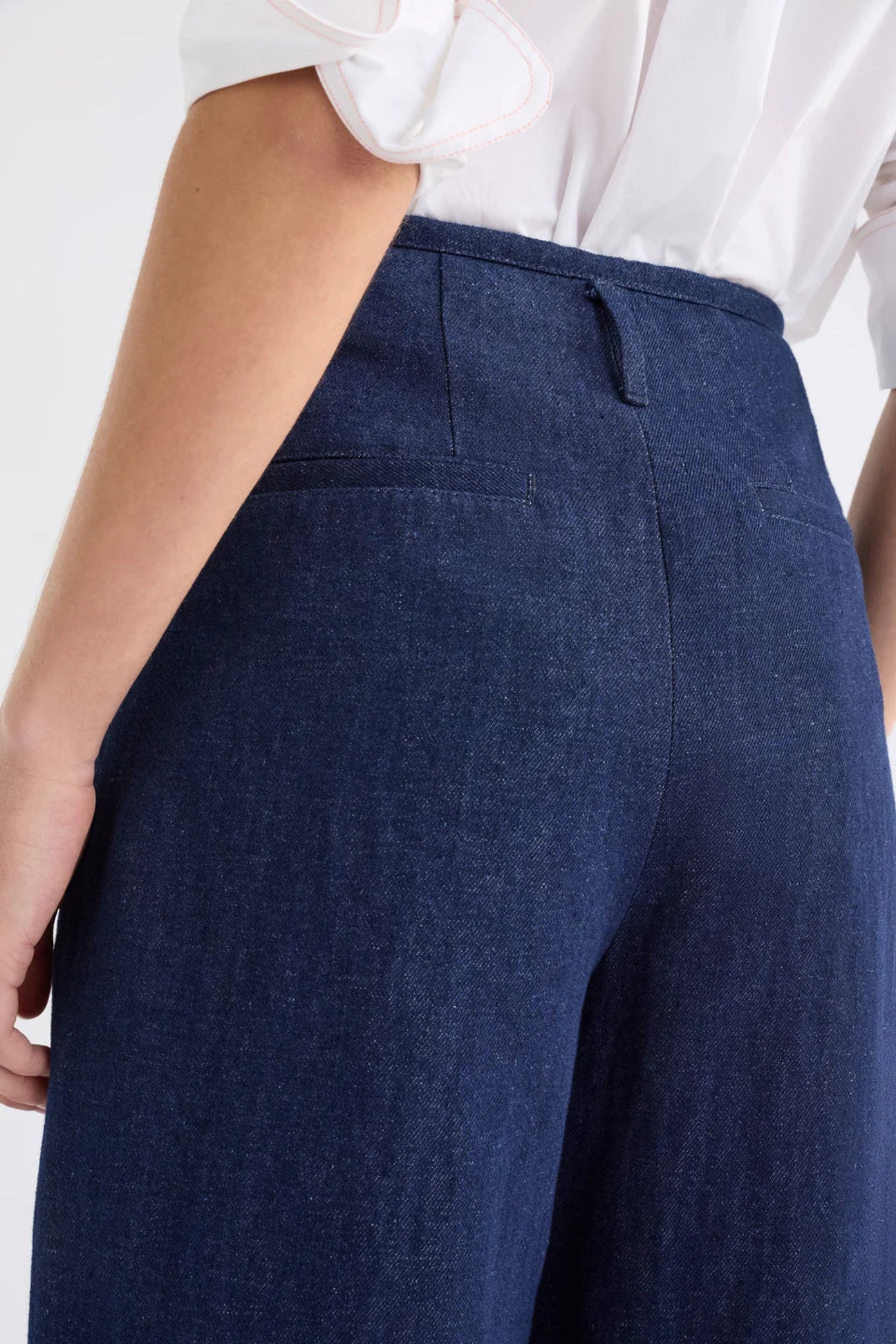 Elk Decla dark wash cotton linen denim jean.
