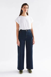 Elk Myes dark denim wide leg pant.