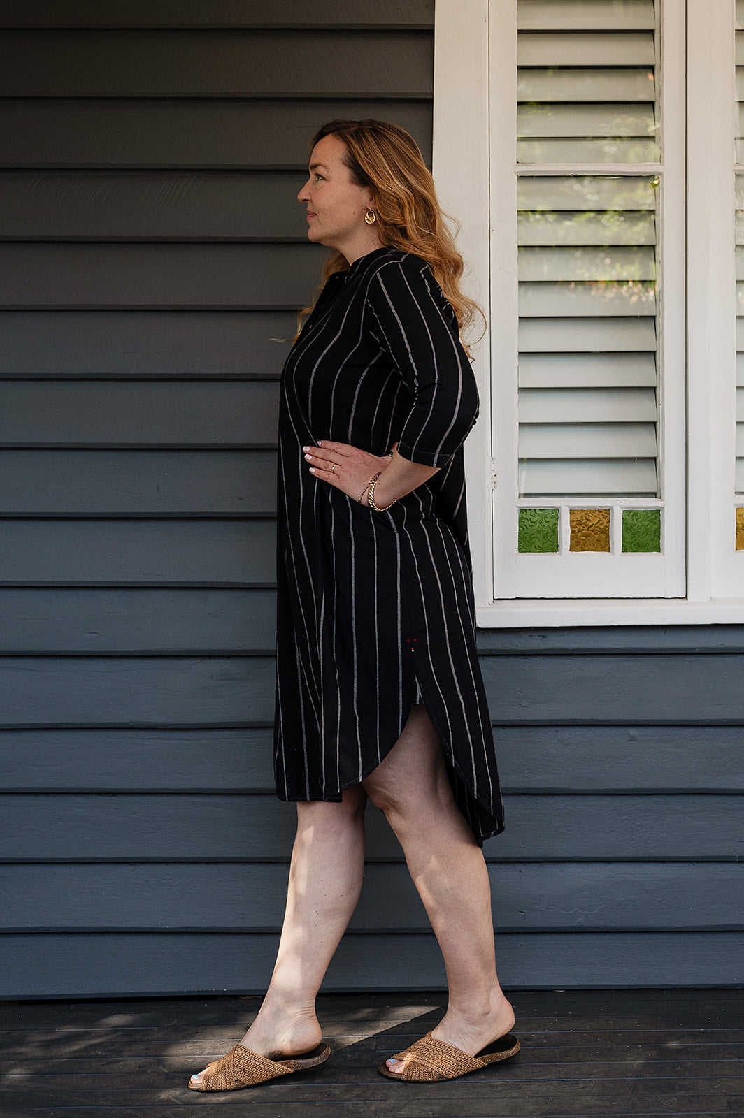 Lotus Veda Hope kala cotton kurta - black stripe