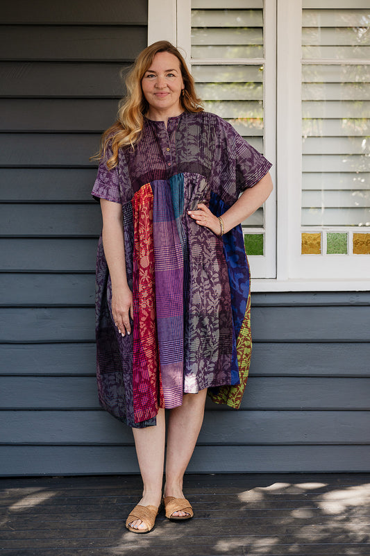 Lotus Veda Amaya kaftan - purple check