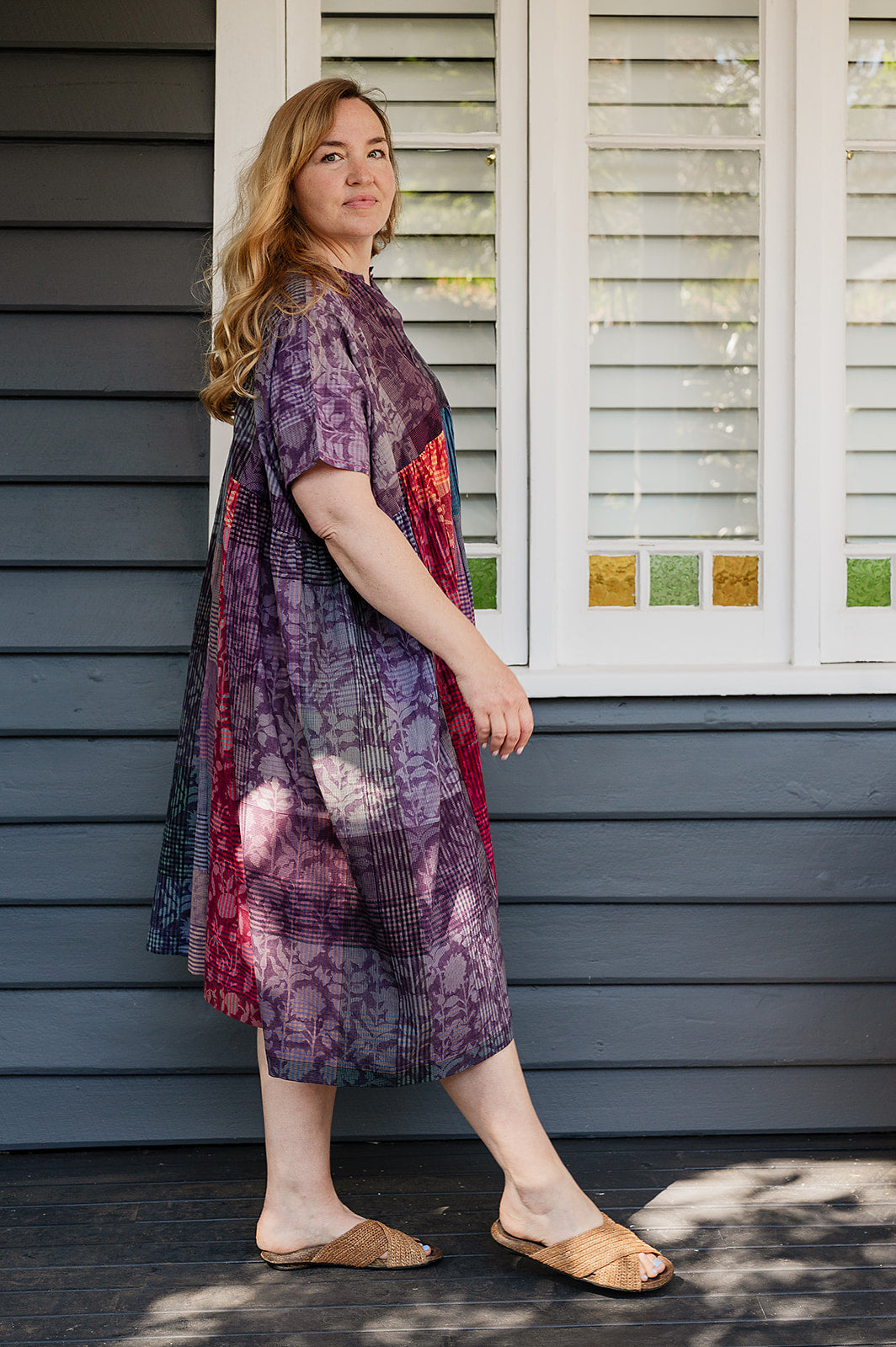 Lotus Veda Amaya kaftan - purple check