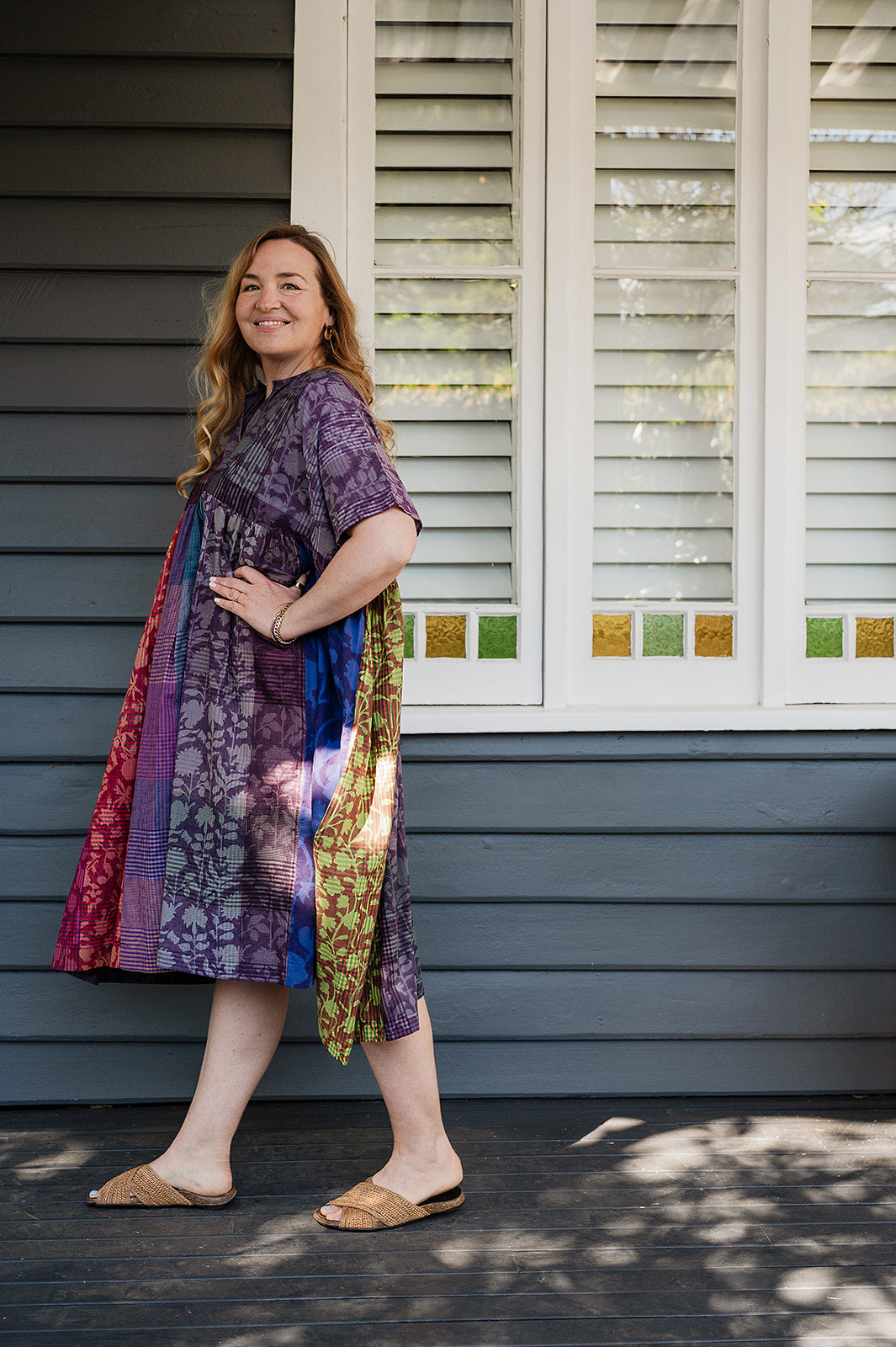 Lotus Veda Amaya kaftan - purple check