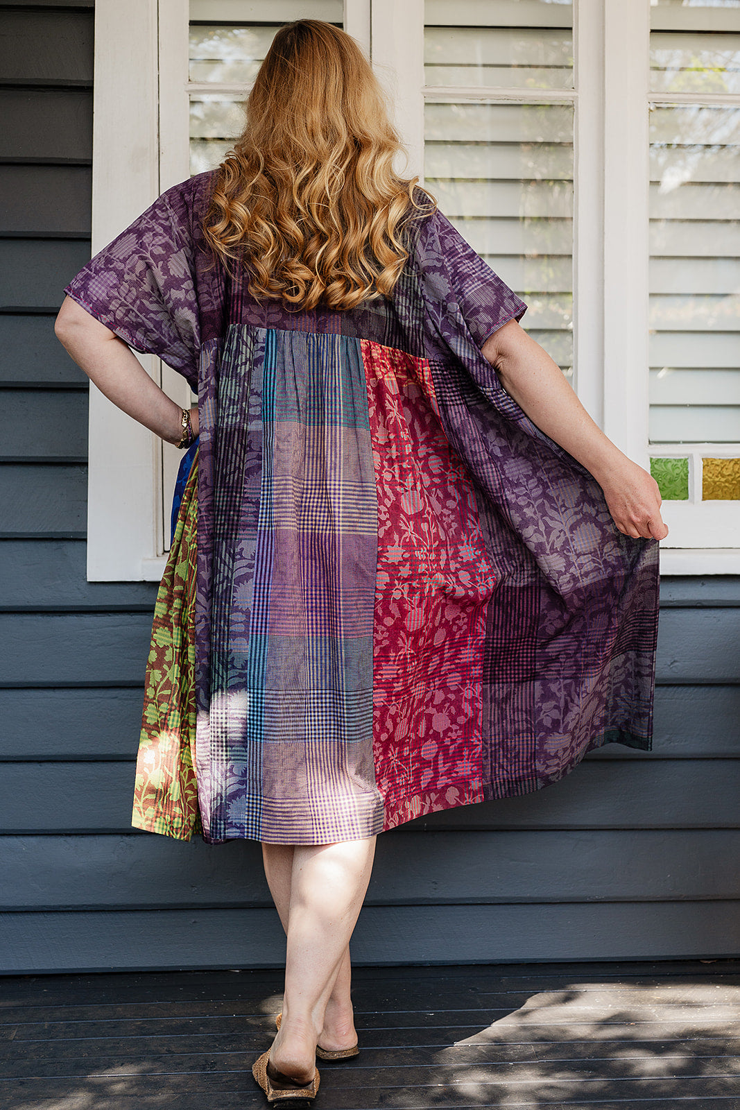 Lotus Veda Amaya kaftan - purple check