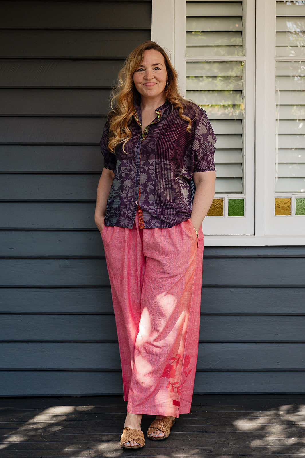 Lotus Veda Heathens handloom cotton pants - red stripe