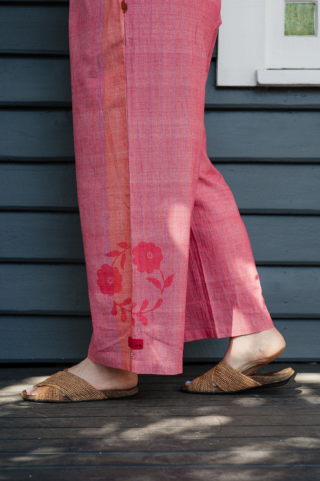 Lotus Veda Heathens handloom cotton pants - red stripe