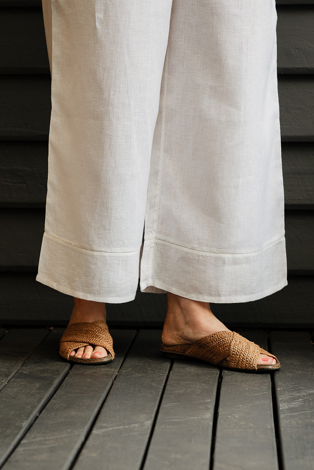 Manan Mapa white linen culotte pant.