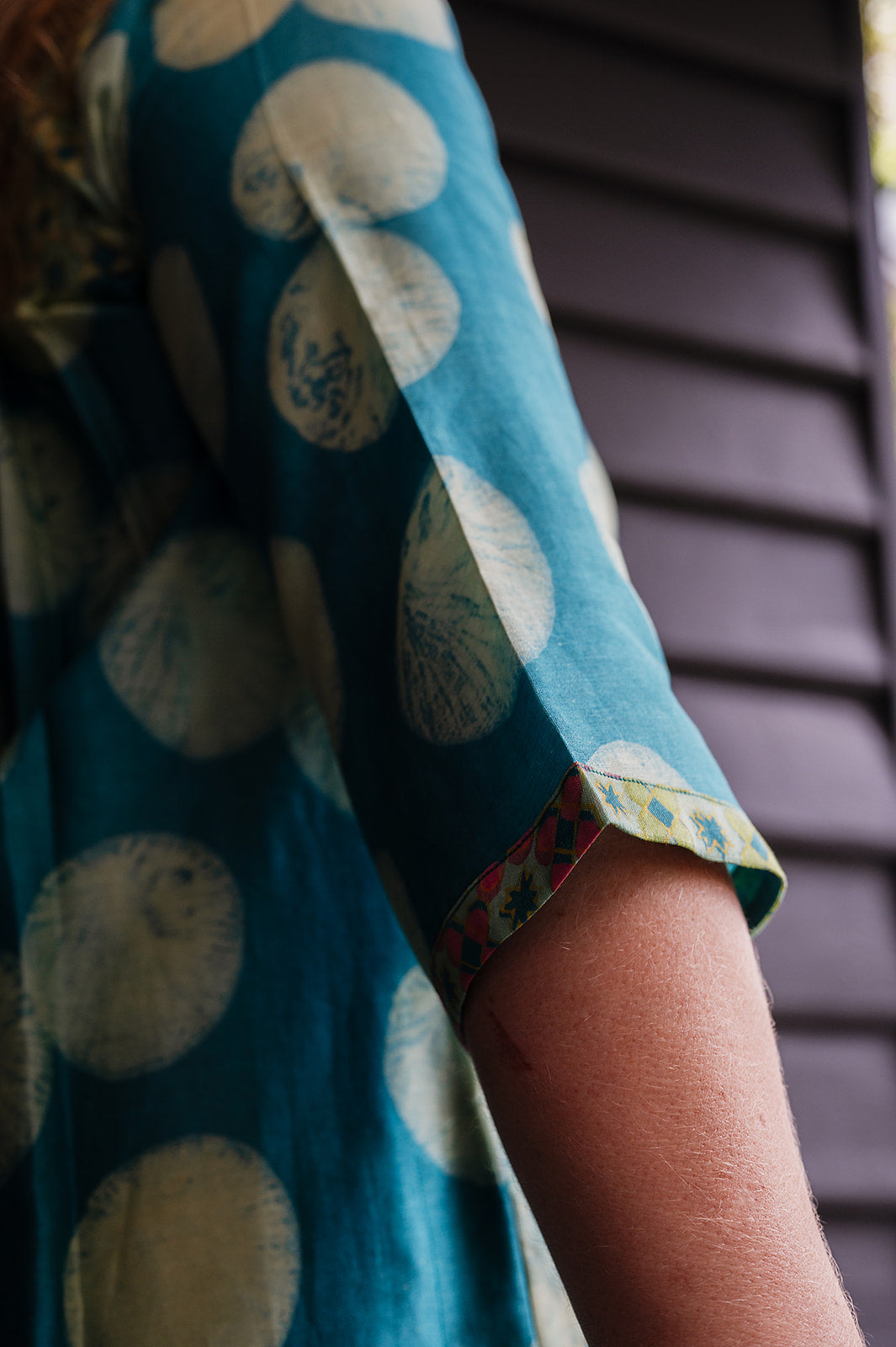 Brahma Karma chanderi cotton silk turquoise spot kurta dress