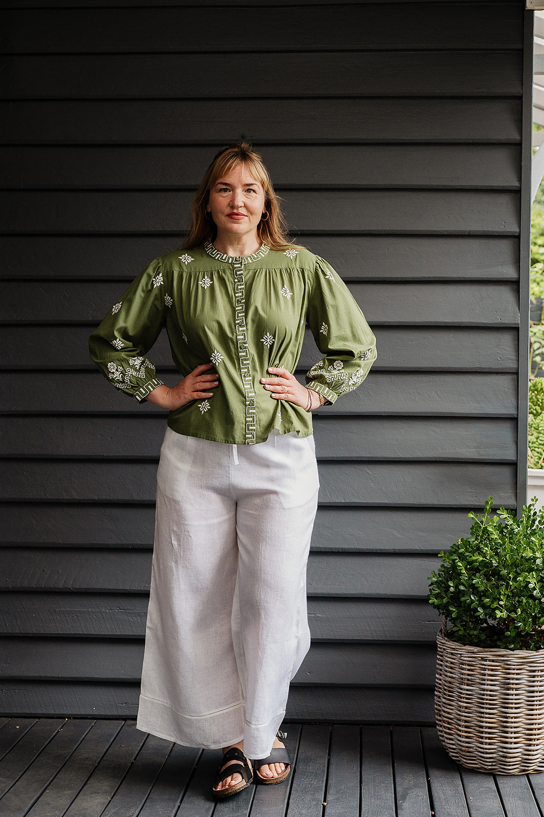 Manan Folk embroidered blouse - green