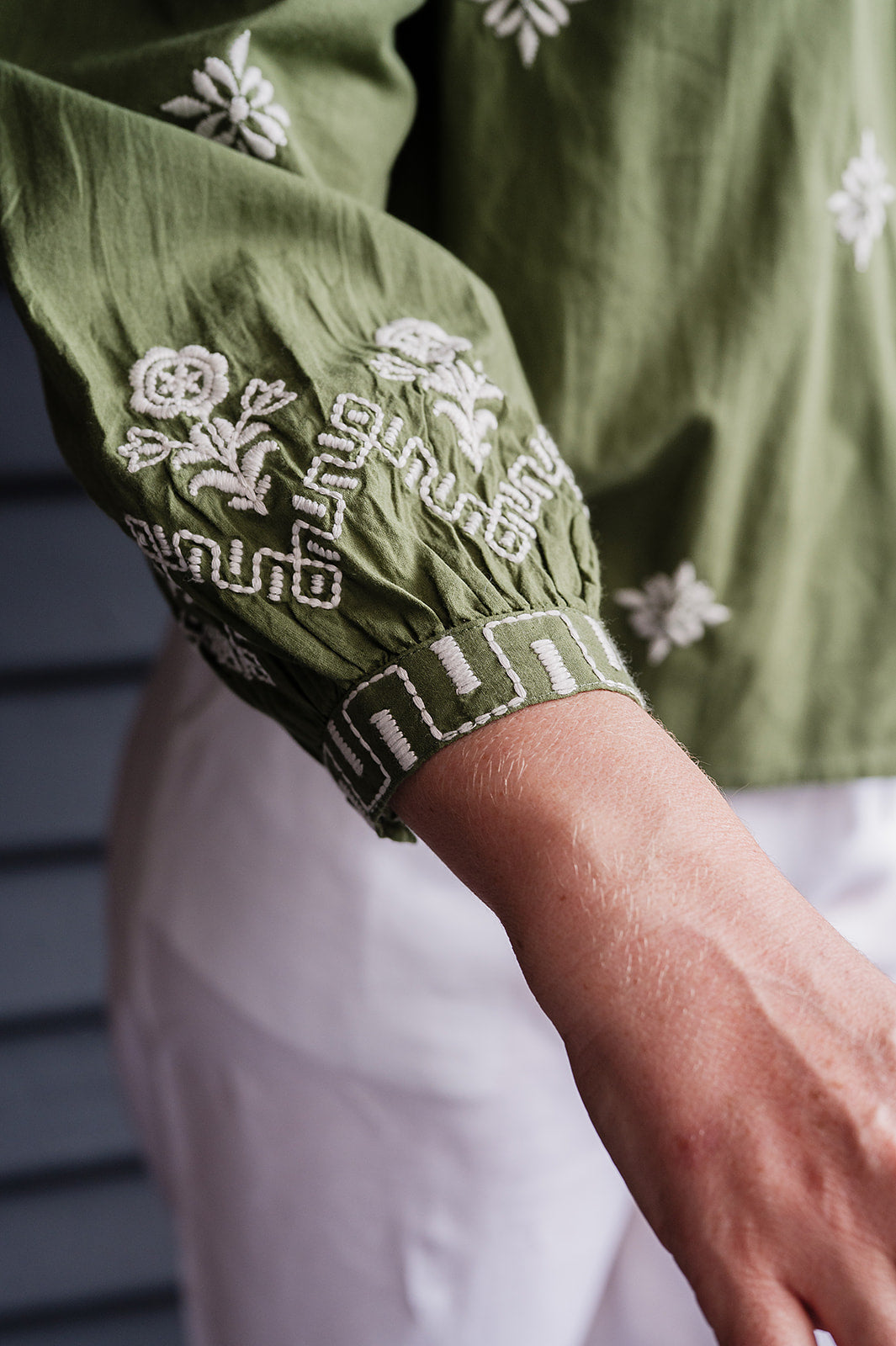 Manan Folk embroidered blouse - green