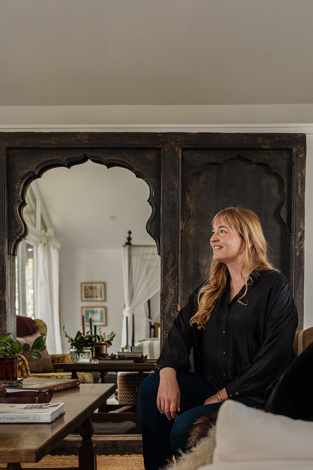 Studio Within x Juniper Hearth oversized pure silk button up long sleeved shirt in black.