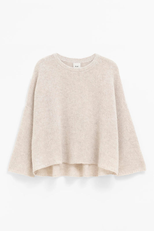 Elk classic wool alpaca blend loose fitting Agna sweater in ecru.