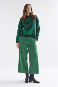 Elk the label Leira sweater in navy and green spot metallic knit.