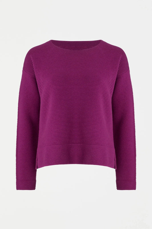 Elk the Label Neui ottoman knit  cotton merino sweater in magenta pink.