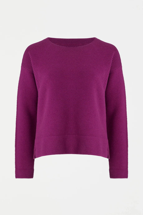 Elk the Label Neui ottoman knit  cotton merino sweater in magenta pink.