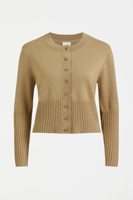 Elk Finby metallic taupe gold cropped cardigan.