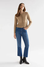 Load image into Gallery viewer, Elk Finby metallic taupe gold cropped cardigan.