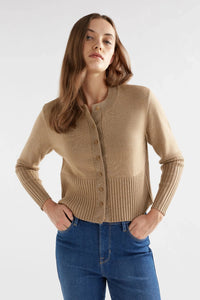 Elk Finby metallic taupe gold cropped cardigan.