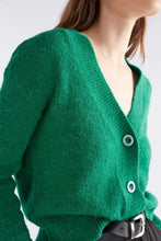 Load image into Gallery viewer, Elk bright Milan green alpaca wool blend button up v-neck cardigan.