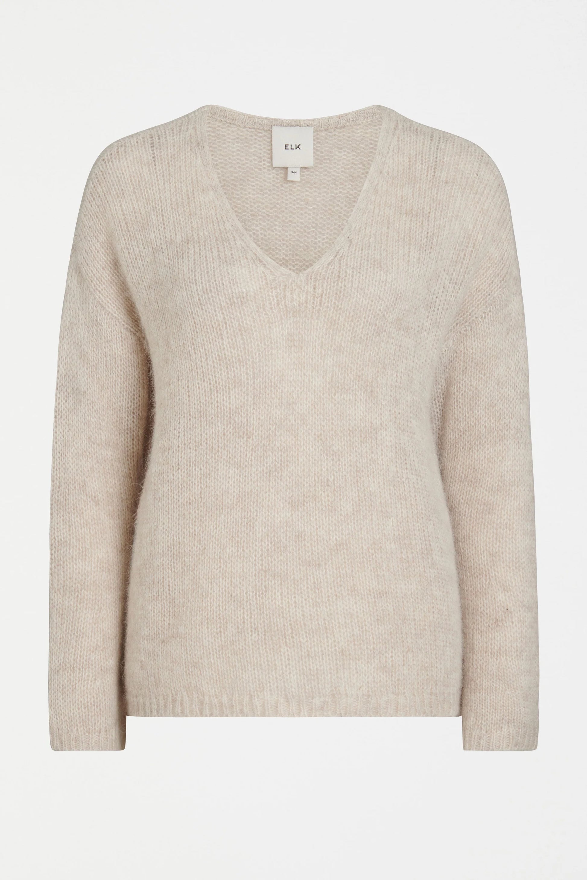 Elk Anken sweater V-neck alpaca wool blend in ecru.