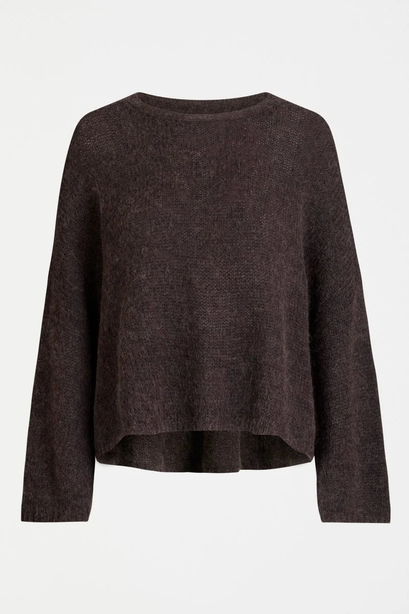Elk Agna sweater in Chestnut, dark chocolate brown.