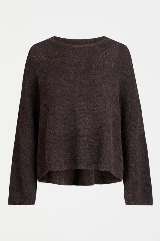Elk Agna sweater in Chestnut, dark chocolate brown.