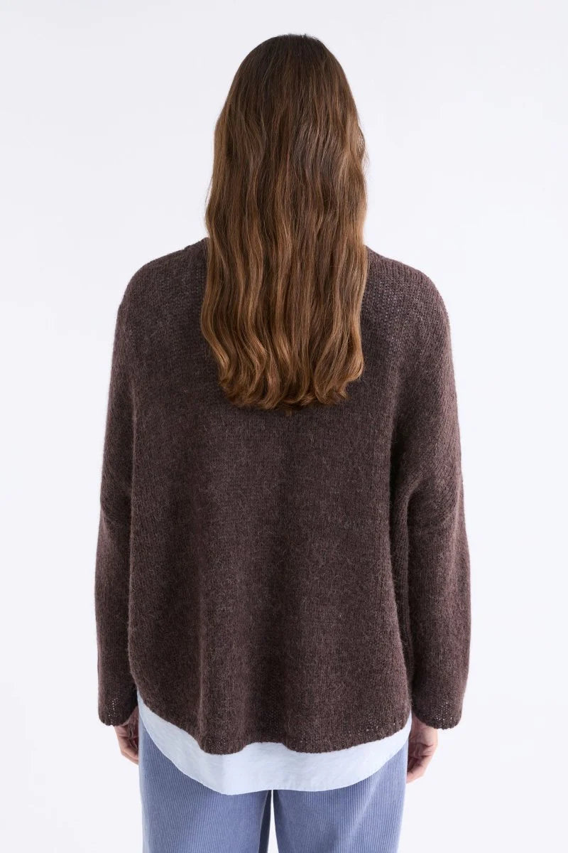 Elk Agna sweater in Chestnut, dark chocolate brown.