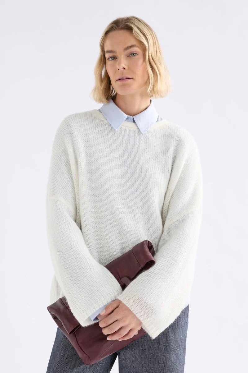 Elk Agna alpaca blend sweater in off white.