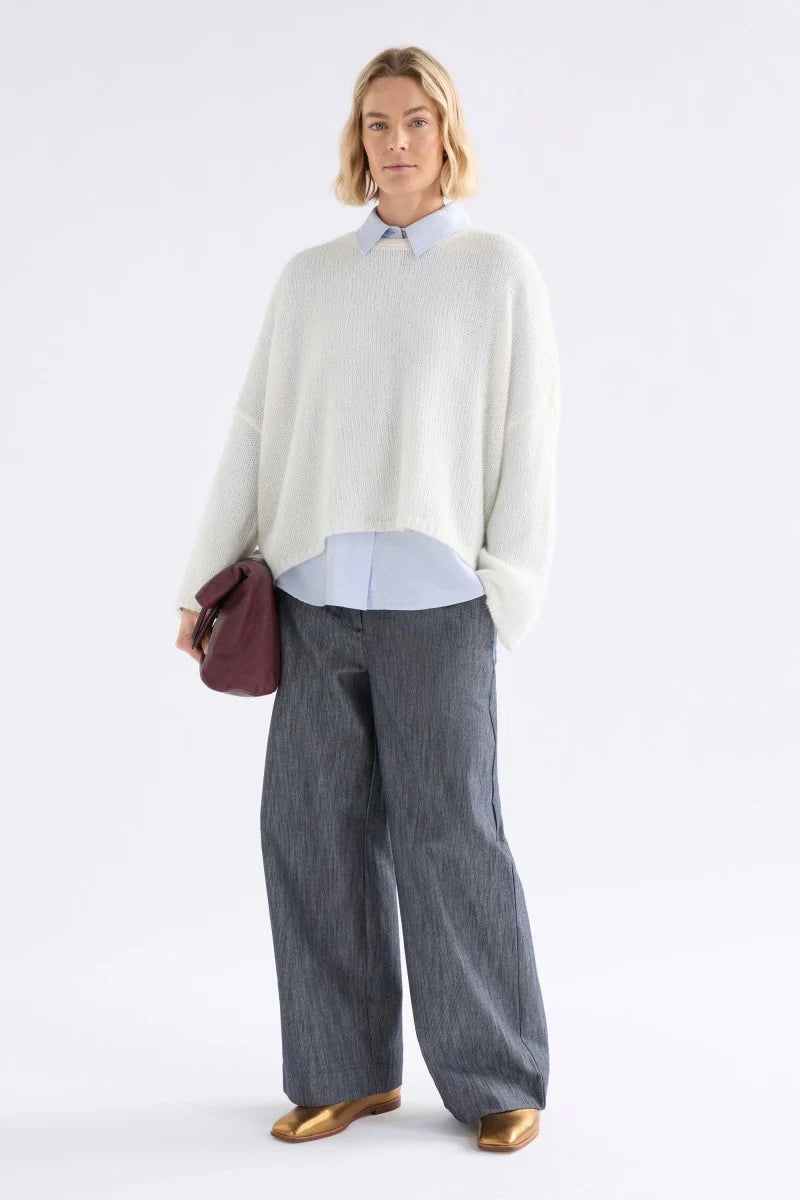 Elk Agna alpaca blend sweater in off white.