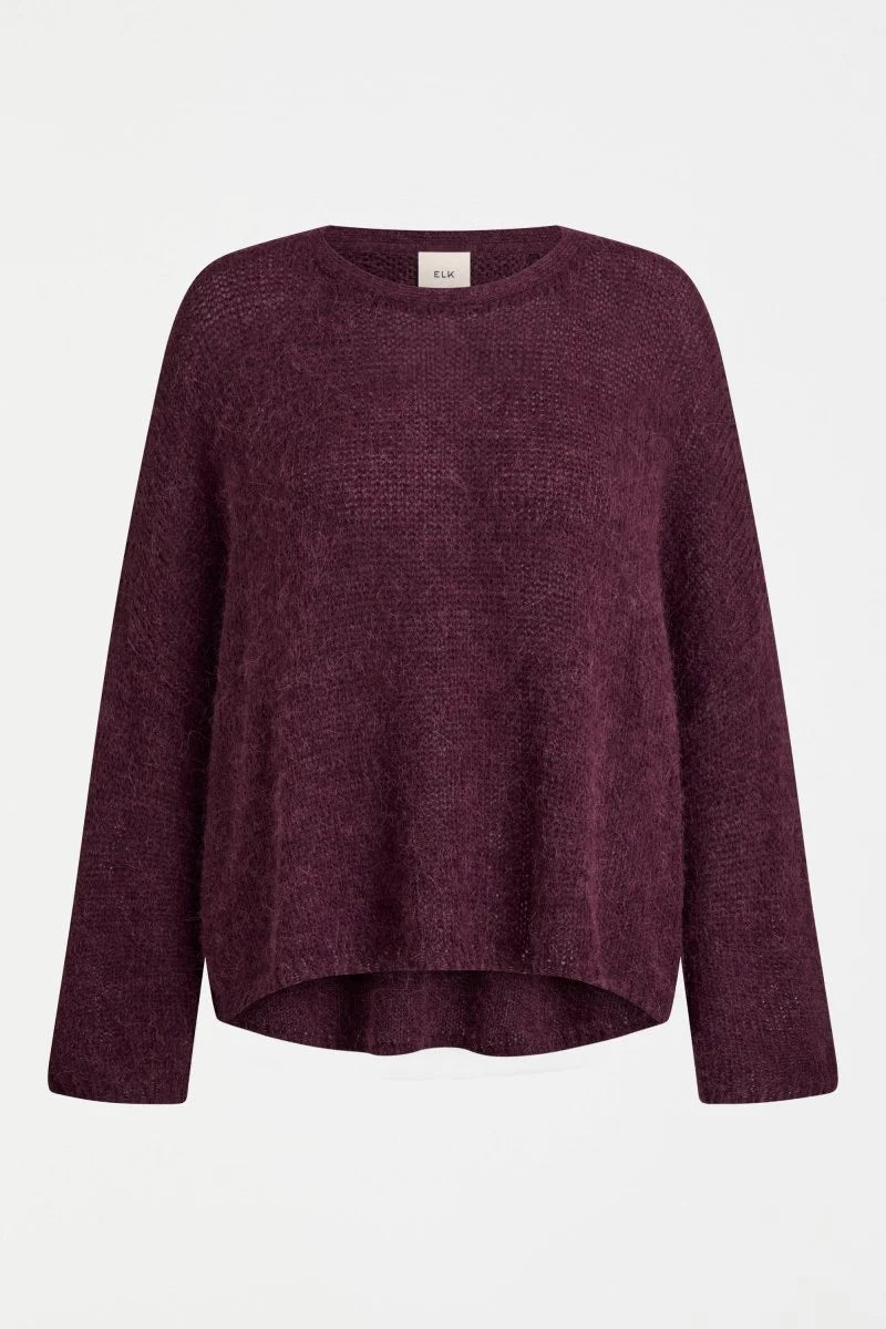 Elk Agna sweater in merlot deep grape.