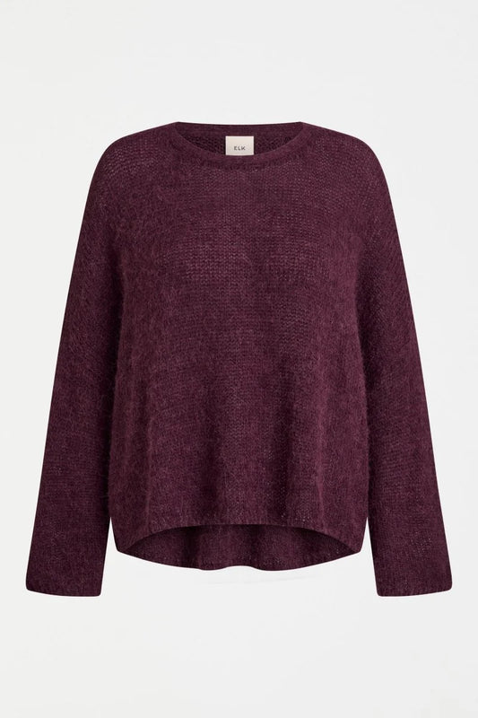 Elk Agna sweater in merlot deep grape.