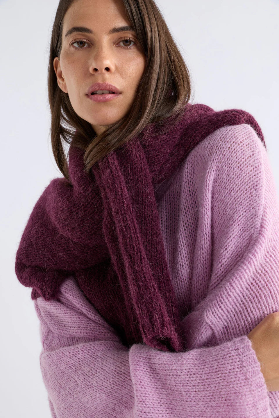 Elk Agna sweater in lavender marle light purple.