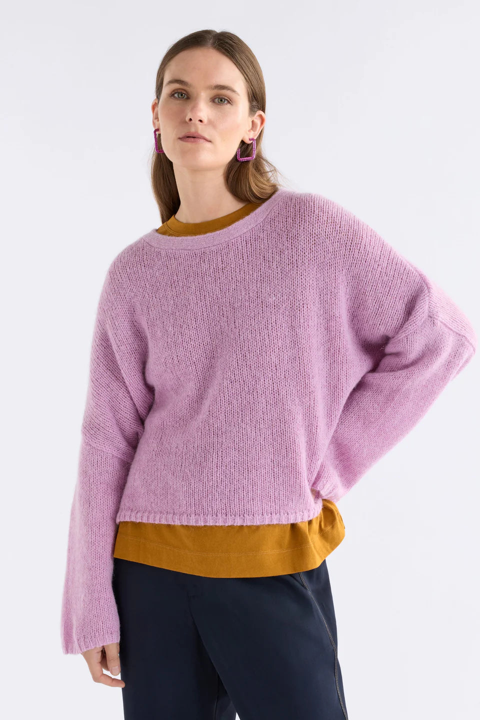 Elk Agna sweater in lavender marle light purple.