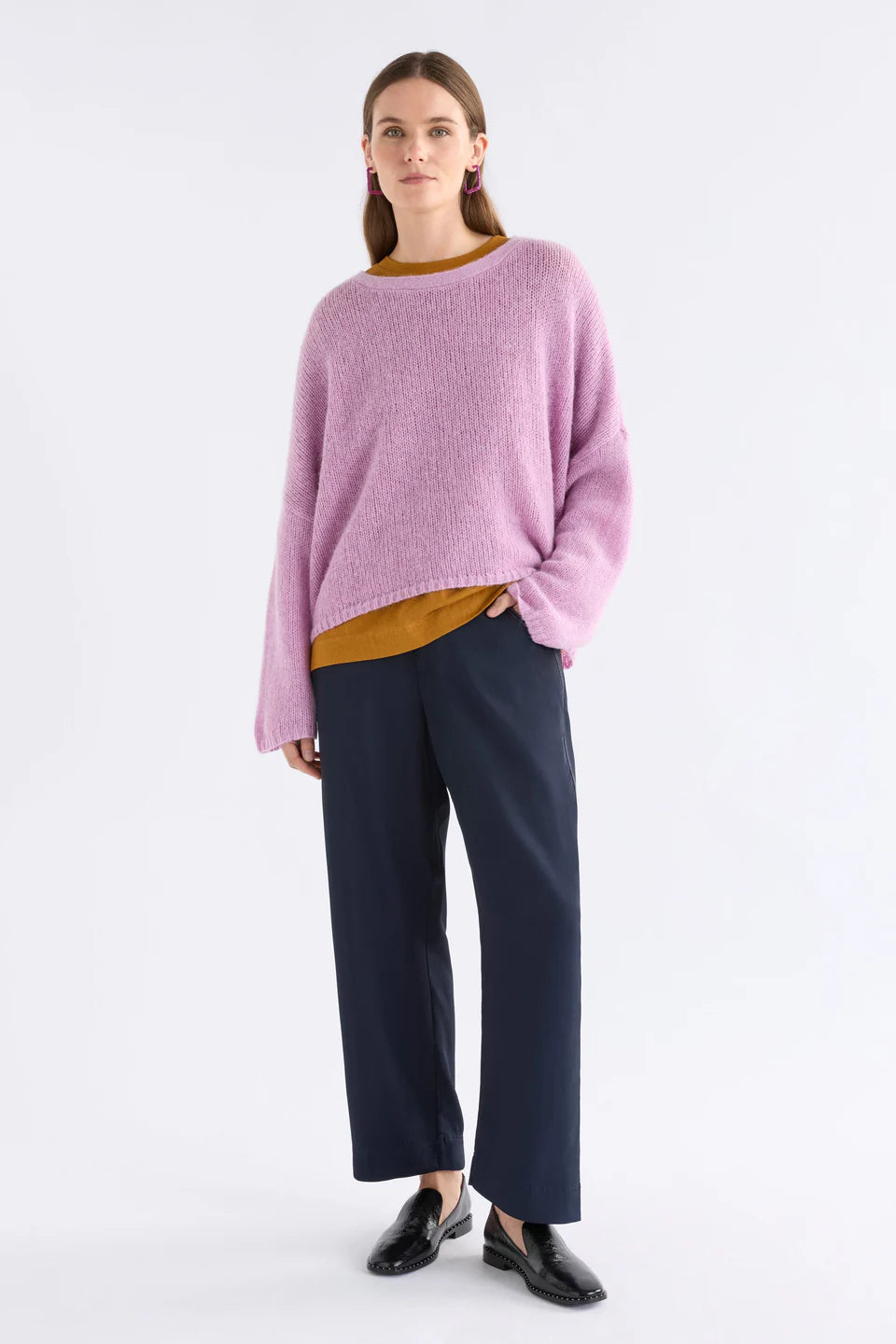 Elk Agna sweater in lavender marle light purple.