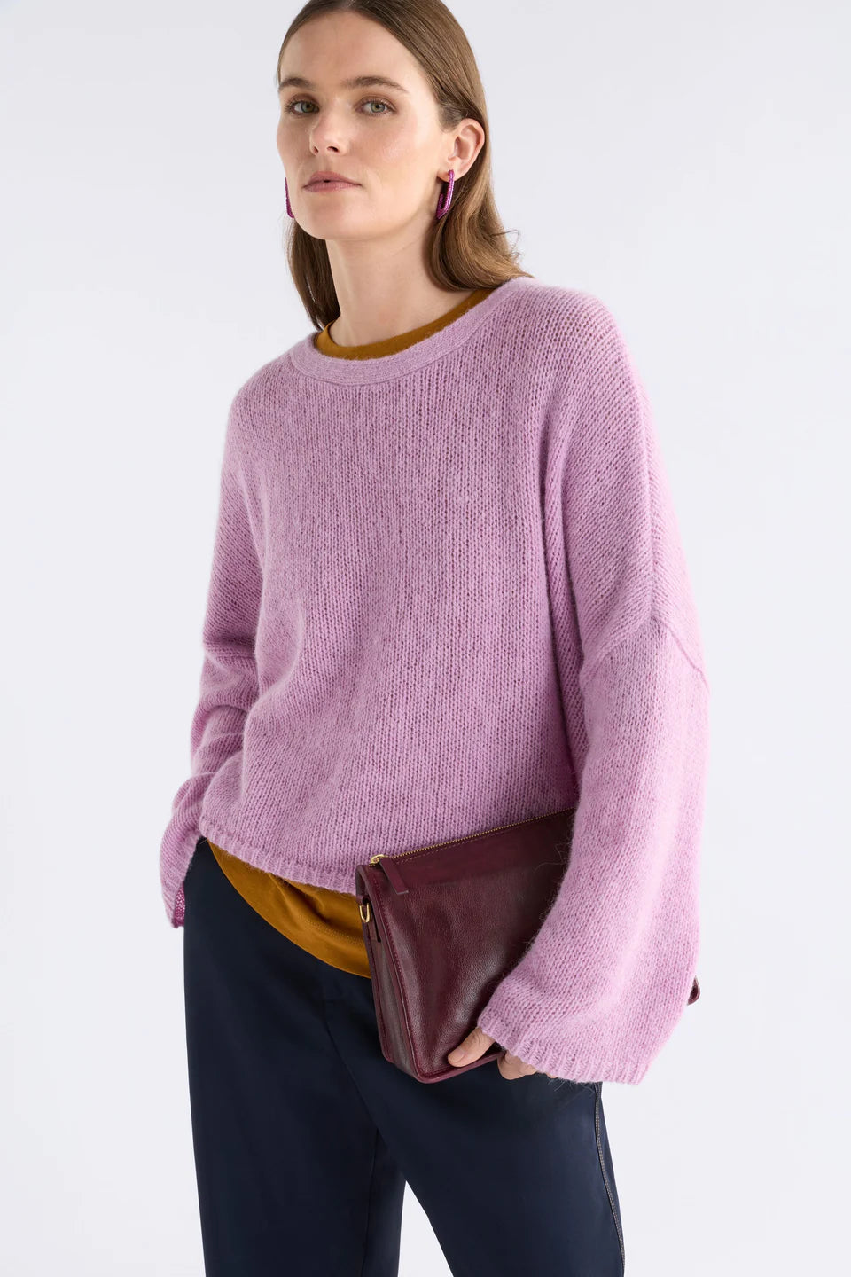 Elk Agna sweater in lavender marle light purple.