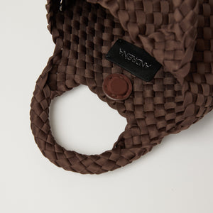 Andreina handwoven Lupe cross body bag in chestnut brown.