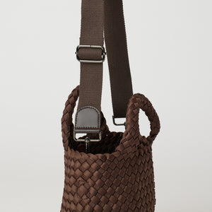 Andreina handwoven Lupe cross body bag in chestnut brown.